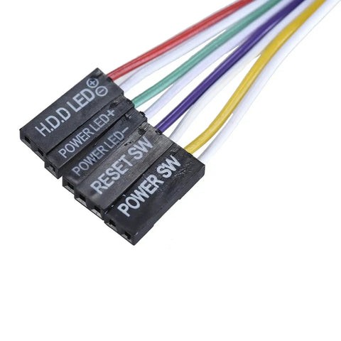 Two Pack 2 Pin PC Power Switch Cable With 27 Inch Front Bezel Push Button No Fuss On Off Reset For ATX Desktop Case LED Indicators Red And Green Includes HDD LED Signals