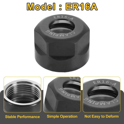 Five Pieces ER16A M22 Collet Clamping Nuts Set For CNC Milling Chuck Holder Lathe Cast Steel Construction