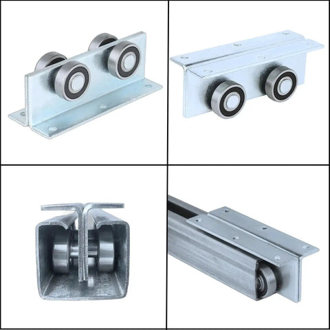 Four Wheel Trolley Assembly Roller For Strut Channel Heavy Duty Barn And Shed Sliding Doors Compatible With One And Five Eighths Inch Wide Strut Channel Two Pack Reinforced Steel Plate Smooth Rolling Durable Door Hardware