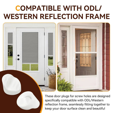 50Pcs Entry Door Plugs Set For Door Frames And Window Screw Holes White Diameter Five Sixteenths By One Quarter Inch Compatible With ODL And Western Reflection Frame Keeps Door Surfaces Clean And Neat; compatible with door frames image