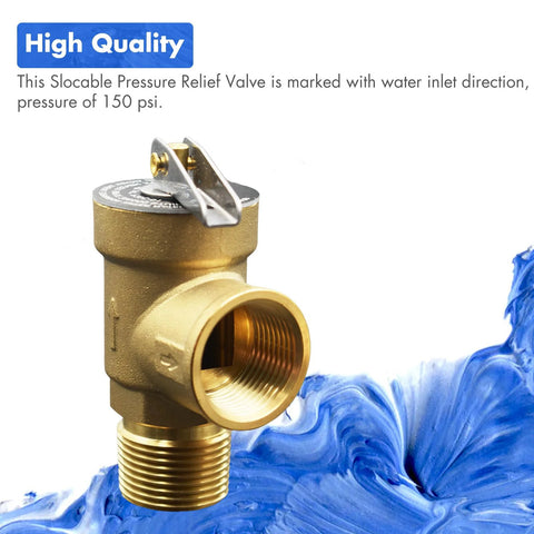 VAV pressure relief valve with brass body, 3/4" NPT female thread, 150 psi, water heater compatible