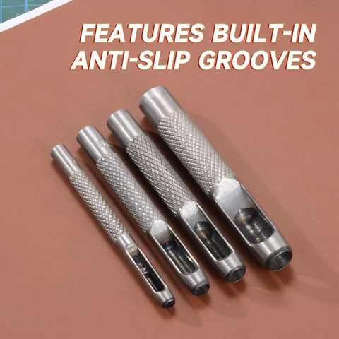 Heavy Duty Leather Hole Punch Set With 1mm To 10mm Holes Twenty Five Sixty Fourths Inch Hollow Round Punches Carbon Steel Build