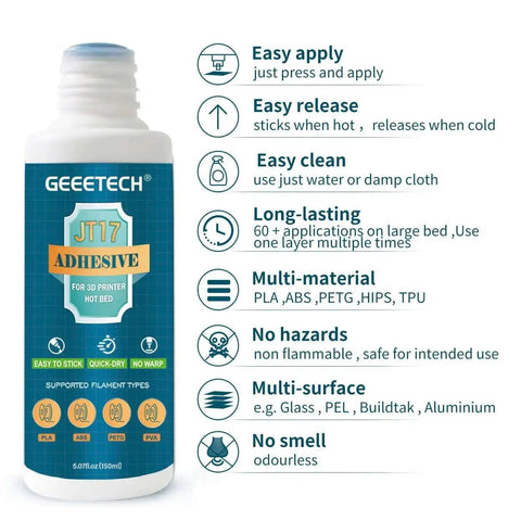 Strong Bed Adhesive Glue For 3D Printing That Boosts Bed Adhesion And Reduces Warping For PLA PETG TPU And ABS Filaments On Glass