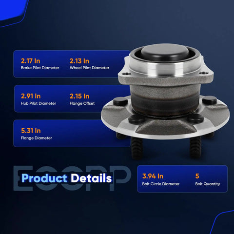 Rear Wheel Hub Bearing Assembly 5 Lug Drop In Replacement For Pontiac Vibe 2003-2008, Toyota Celica 2000-2005, Corolla 2003-2008