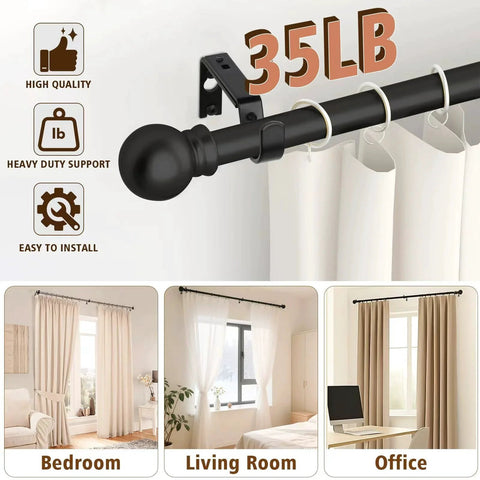 Heavy Duty Curtain Rod Brackets For 1 Inch Rods Adjustable Wall Mount Iron Rod Holders Window Treatment Hardware Kit in room settings
