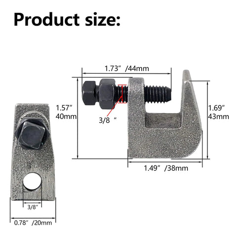 NIDAYE top beam clamp, iron safety rod UNC 3/8 in, 3/4 jaw opening, wall/ceiling mount for copper PVC tubing, 10 packs