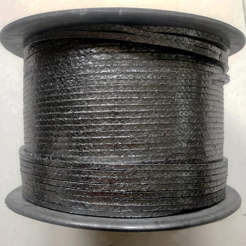 Graphite braided compression packing spool, 1/8 in x 1/8 in, 10 ft length for pumps, valves and mechanical seals