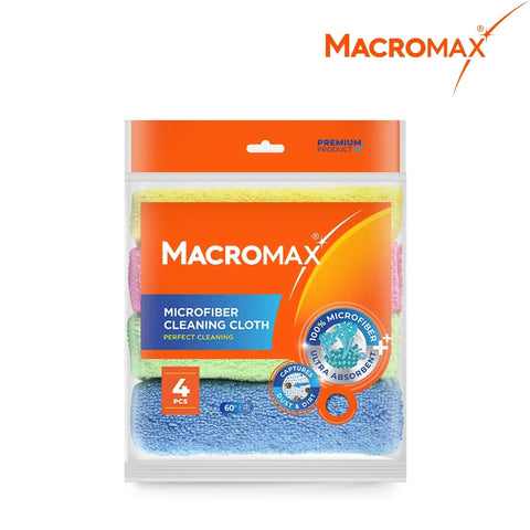 Pack Of 4 Ultra Absorbent Microfiber Cleaning Cloths For Kitchen Glass Counters in packaging with four colors