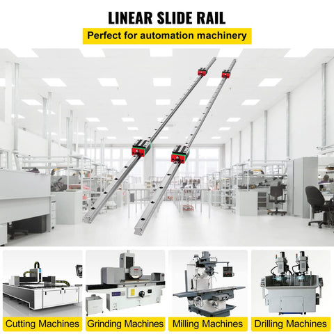 Happybuy HSR15 1500mm steel linear rails, 2-pack with four square carriage blocks