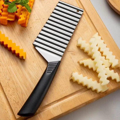 Wave Potato Cutter Crinkle Slicer For French Fries And Veggies Stainless Steel Kitchen Utensils Portable Two Piece Set