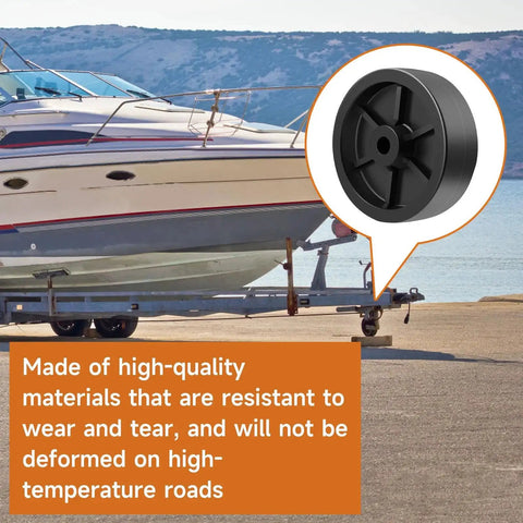 6 Inch Trailer Jack Wheel Replacement Polyamide Caster 1200 Lb Capacity shown near boat trailer