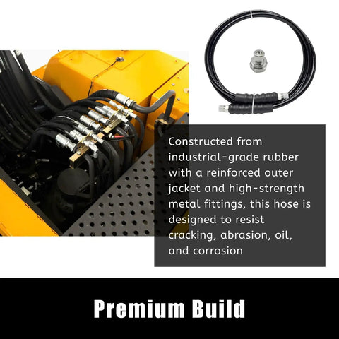 Pro Grade Built Tough 10 Foot High Pressure Hydraulic Hose Kit 10000 PSI CH604 shown with metal fittings and coupler cap