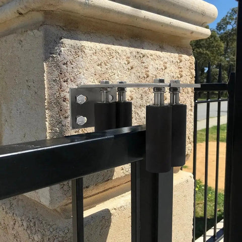 Universal L Bracket Gate Guide Roller Set With Four Nylon Rollers For Sliding Gates 4 Inch Size Adjustable Mounting Bracket