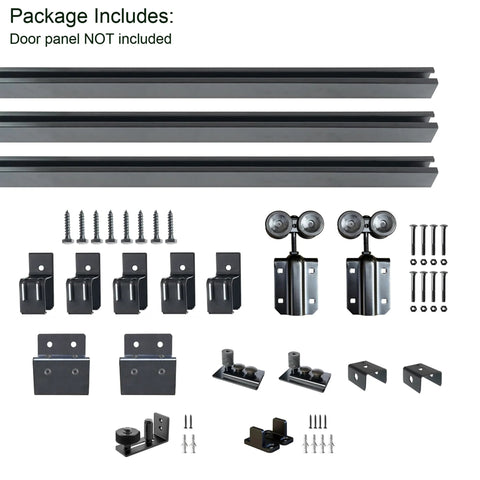 Rugged Heavy Duty 12 Foot Exterior Sliding Barn Door Hardware Kit for Outdoor Use Wall Mount Track System galvanized steel