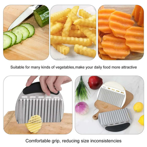 Crinkle Cutter Wave Slicer Set For Potatoes And Vegetables YBEATY 2 Pack Heavy Duty Stainless Steel With Comfortable Handles
