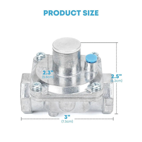 Gas Pressure Regulator For Liquefied Propane And Natural Gas With Five Inch Water Column Natural Gas Outlet And Ten Inch Water Column Propane Outlet, size dimensions