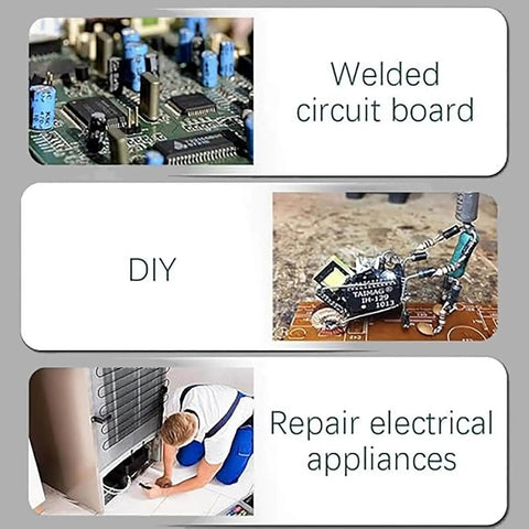 Internally Heated 8 Piece Welding Tool Set With 60W Soldering Iron And Soldering Gun Ceramic Heating For Fast Heat Up Ergonomic Non Slip Handle Pro Grade Portable Welding Kit used on circuit boards and electrical appliances.