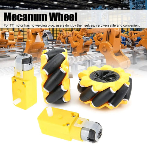 Mecanum Wheel For Geared Motor For 4WD Robot Car, 80mm DIY Toy Components With Rubber Coating in a robotics workshop