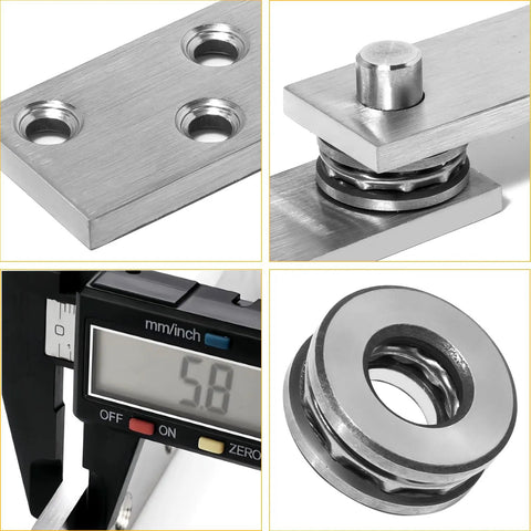 Invisible Pivot Hinge System With Door Ball Catch Hardware For Hidden Secret Doors, Rustproof Stainless Steel, Close-Up View