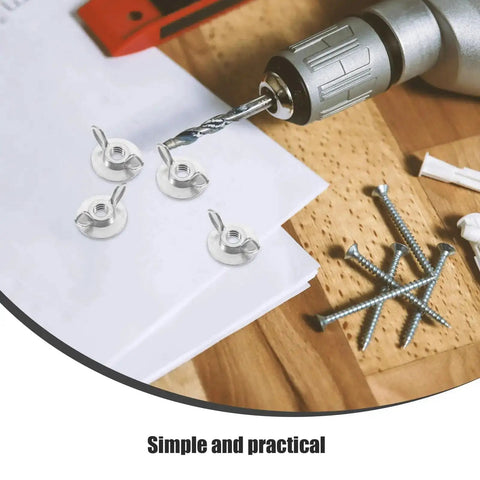 Drill and Beefy Heavy Duty Hurricane Shutter Wing Nuts 20 Pack One Quarter Twenty Threaded Wing Nut Driver Tool With Washers on table