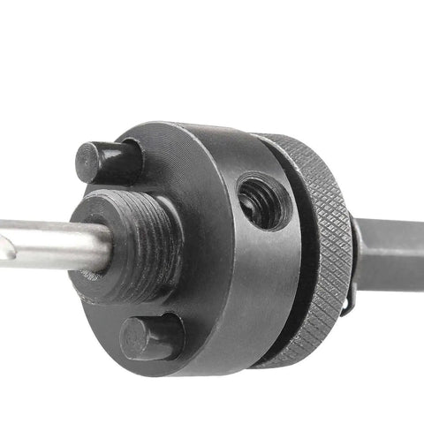 Heavy Duty Quick Change Hole Saw Arbor For 1-1/4 To 6-5/8 Inch Hole Saws With 7/16 Inch Hex Shank, Rugged Alloy Steel Mandrel, close-up view
