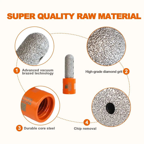 Detailed view of Diamond Finger Milling Bit for Porcelain Tile and Stone, 3/5 Inch Dry Core Drill Bit with 5/8-11 Thread