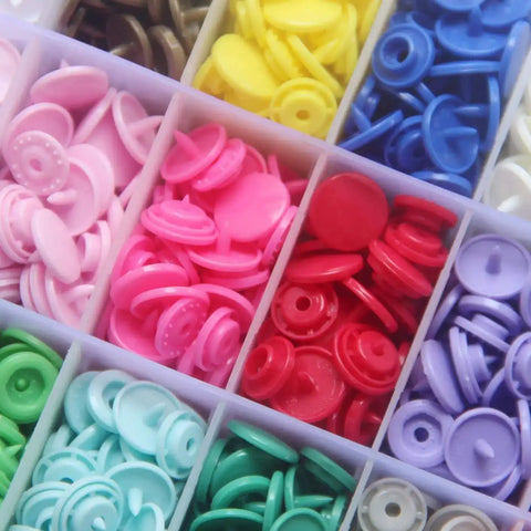 Snap Fasteners Kit With Pliers For Crafts And Cloth Diapers, 384 Sets In 24 Colors, Size 20 T5 Plastic Closures assorted colors