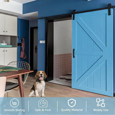 Heavy Duty Sliding Barn Door Kit With Five Foot Track Built To Last 350 Lb Capacity For Doors From One And Three Eighths Inches