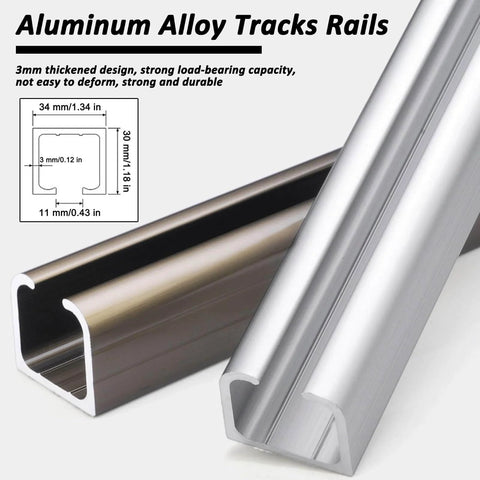 Heavy Duty Aluminum Pocket Door Hardware Kit With Quiet Rollers, Ceiling Mount Sliding Barn Door Track, aluminum alloy tracks view