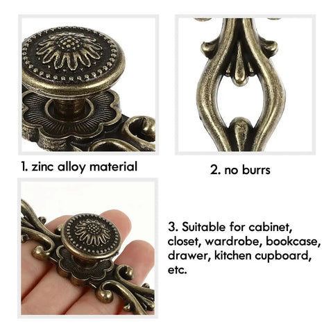 Antique Bronze Cabinet Pulls 6.88 Inch Zinc Alloy Wardrobe Drawer Handles Vintage Carved Hardware For Bedroom Dresser Kitchen Cupboard