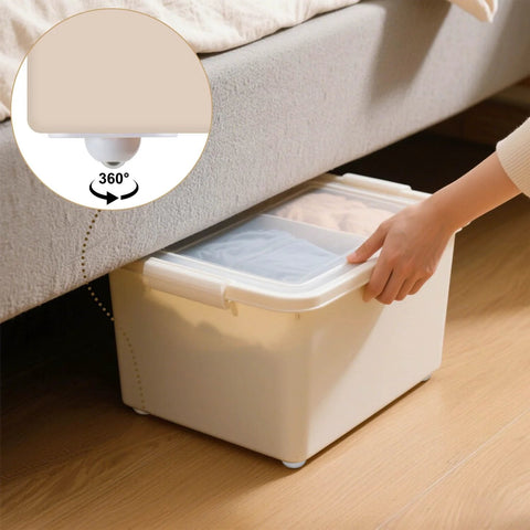 8 Pack Self Adhesive 360 Degree Swivel Caster Wheels for Appliances and Furniture White on storage box under bed