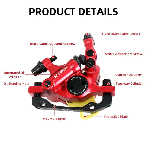 Z00M HB-100 hydraulic disc brake caliper set, red aluminum alloy, front & rear MTB/eBike/road bike kit