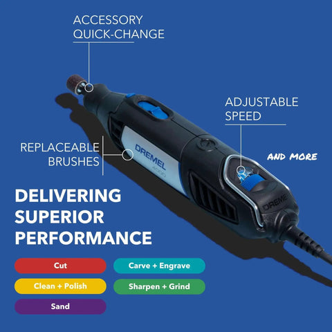 Versatile Variable Speed Rotary Tool Kit for Engraving Polishing Sanding and Cutting with adjustable speed and attachments
