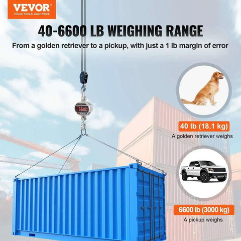 Digital Crane Scale 6600 Lbs 3000 Kg Heavy Duty Hanging Scale With Remote Control LED Display lifting blue container