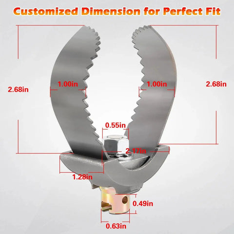 Heavy Duty C Cutter Cable Coupling Drain Cleaning Tool For Three Inch And Five Eighth Inch Drums Fits C4 C6 C7 C9 And All IW Cables Compatible With K400 K3800 K50 Drum Machines; front view showing dimensions and cutting blades.