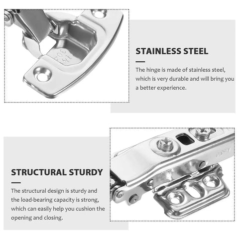 Beefy Heavy Duty Stainless Steel Self Closing Cabinet Door Hinges for Kitchen Cupboards with Buffer Action displayed in parts