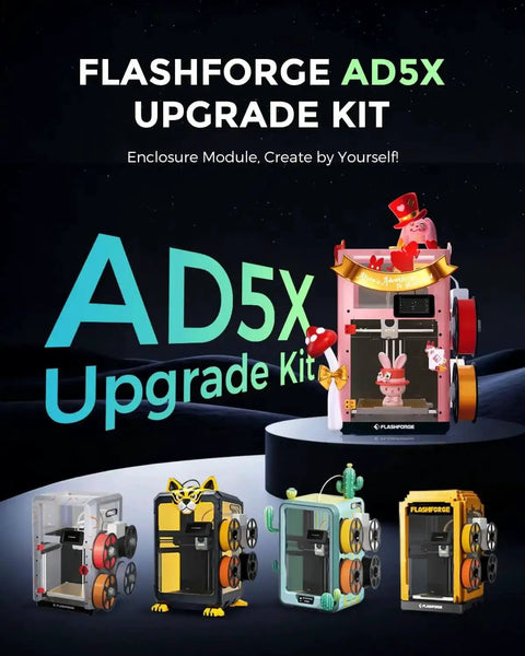 AD5X 3D Printer Enclosure Kit with Constant Temperature Module and DIY Customizable Exterior in various designs.