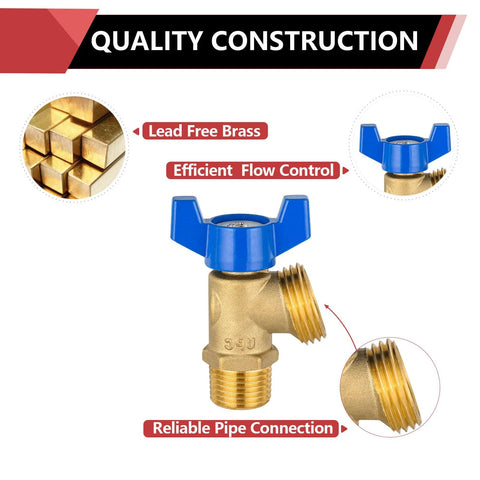 Boiler drain valve, brass with blue handle, 1/2 in MIP x 3/4 in MHT, 1/4-turn
