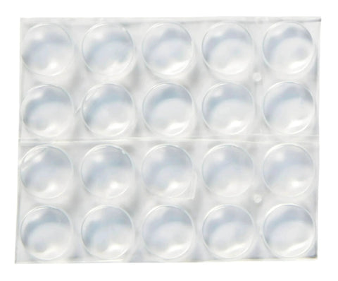 Clear Self Stick Cabinet Bumper Pads Twenty Pack Round One Half Inch Rubber Cushions For Cabinets And Drawers Protect Surfaces From Scratches And Dents And Reduce Noise With Transparent