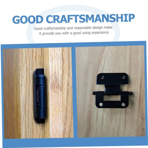 Heavy Duty Black Iron Kitchen Cabinet Door Hinges Set For Heavy Doors Six Pack 6.5 cm By 4 cm installed on wooden panel
