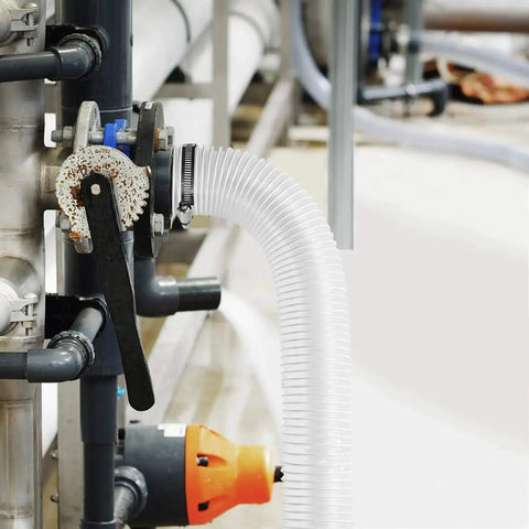 2.5 Inch By 10 Ft PVC Clear Dust Collection Hose puncture resistant fume hose connected to vacuum system pipe