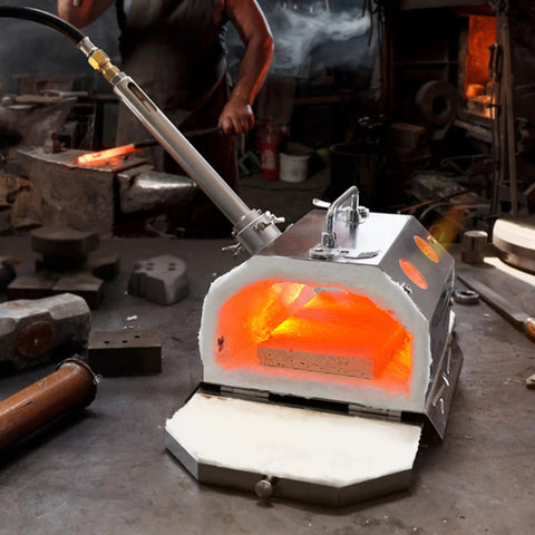 Nelyrho ceramic fiber insulation blanket, 24x16x1 in, shown lining a small metal forge with bright orange heat