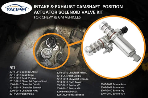Vvt Solenoid Intake And Exhaust Camshaft Position Actuator Valve Kit for Chevy Equinox Malibu 2.0L 2.4L vehicles