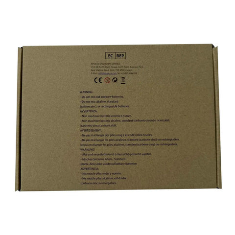 Cardboard box packaging of DIY Arcade Joystick Acrylic Panel And Case Kit For Custom Cabinet Controller Replacement, rear view with text.