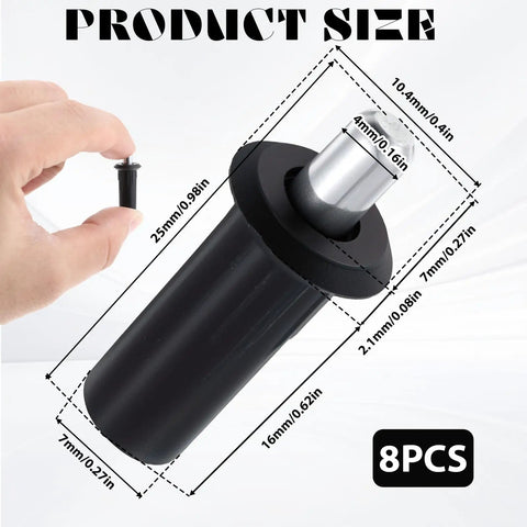 8 Pack Cabinet Door Repair Pins, Spring Loaded Damper Pins for Blinds and Furniture, 23.5 x 6.8mm Black Steel, PP Plastic