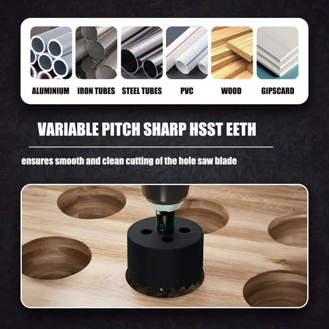 9.8 Inch Hole Saw Set With Heavy Duty Arbor HSS Bi Metal Cutter 250mm for cutting wood and other materials in cornhole boards