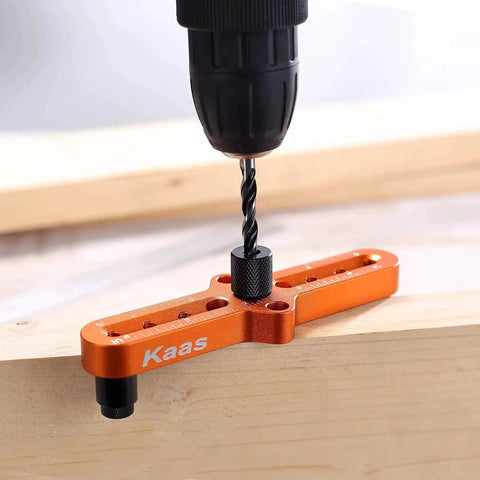 Pro Grade Self Centering Dowel Jig Kit For Woodworking With Center Finder, Ultra Precise Drill Guide For Straight Holes in use