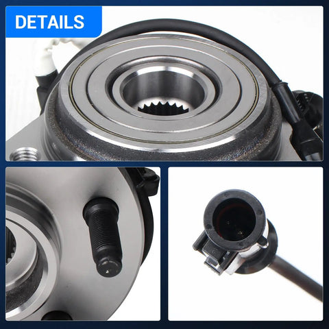 Close-up of Front Wheel Bearing Hub Assembly 515003 4X4 Fits Ford Explorer 1995-2001, Ranger 2001-2009 with 5 lugs and ABS detail