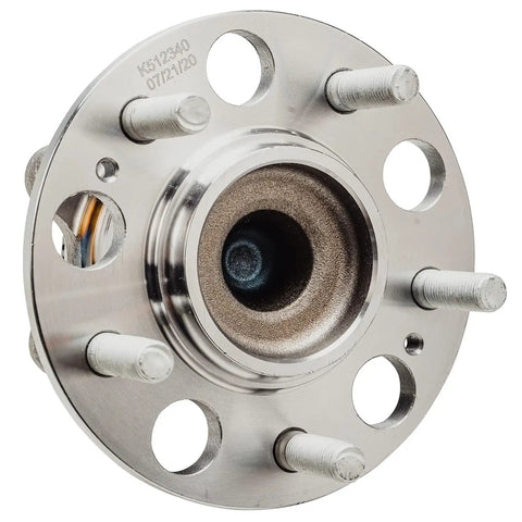 Close-up of Rear Wheel Bearing And Hub Assembly Two Piece Set For 2007 2012 Hyundai Elantra 2.0L With ABS Tone Ring 5 Bolt Lug Pattern