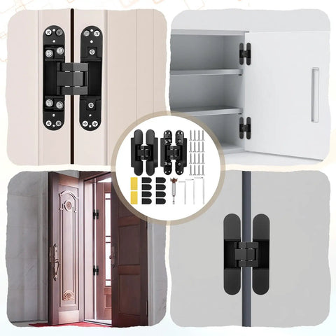 Invisible Hidden Door Hinge Set 6 Inch Concealed Hinges For Seamless Doors Bookshelves And Feature Walls 180 Degree Swing